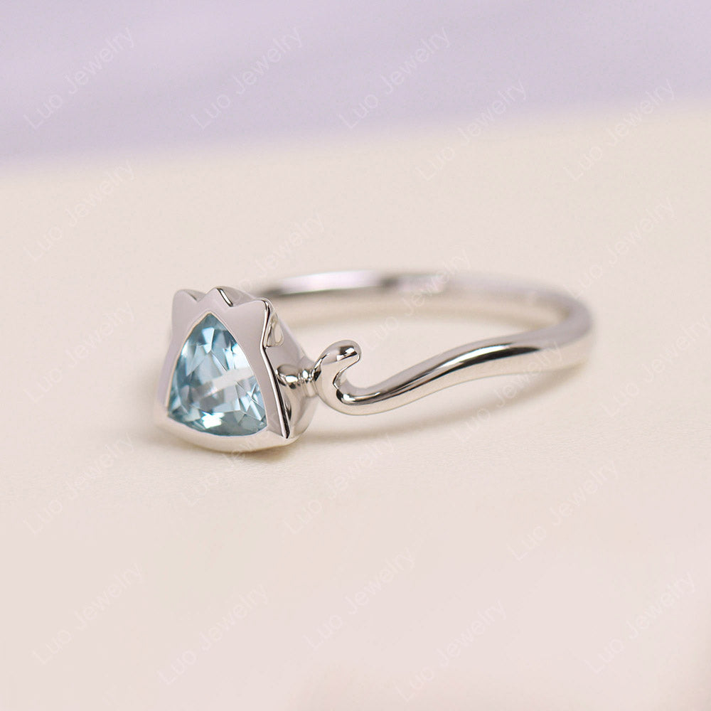 Aquamarine Cat Inspired Ring