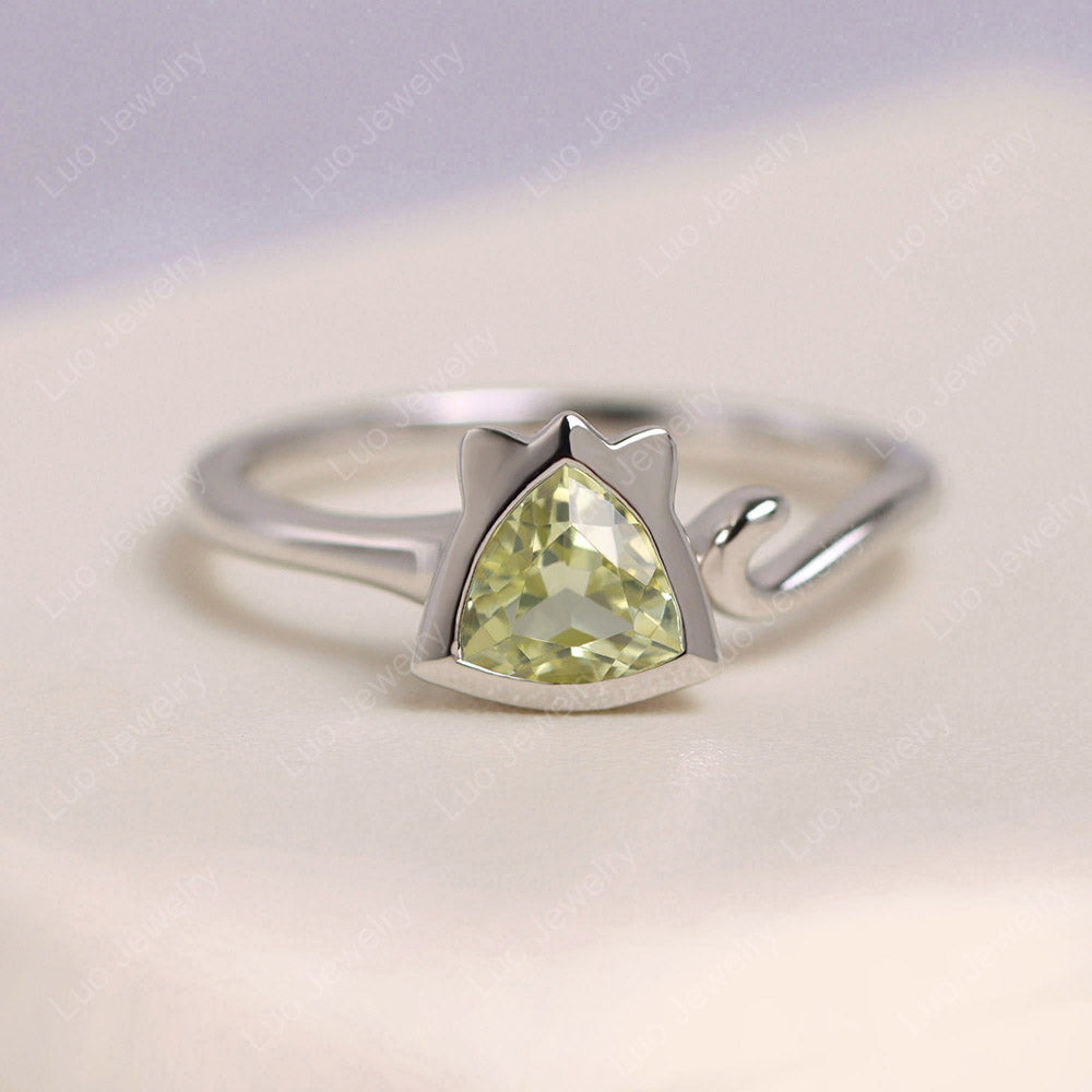 Lemon Quartz Cat Inspired Ring