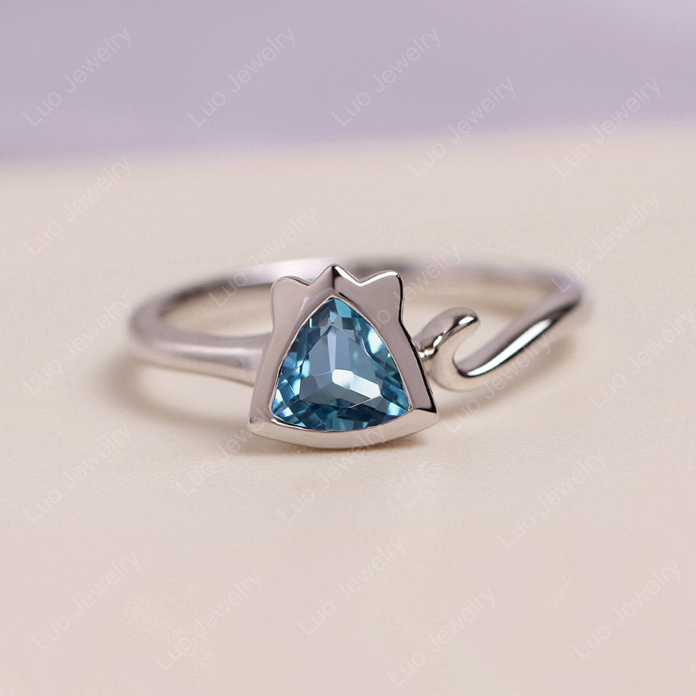 London Blue Topaz Cat Inspired Ring