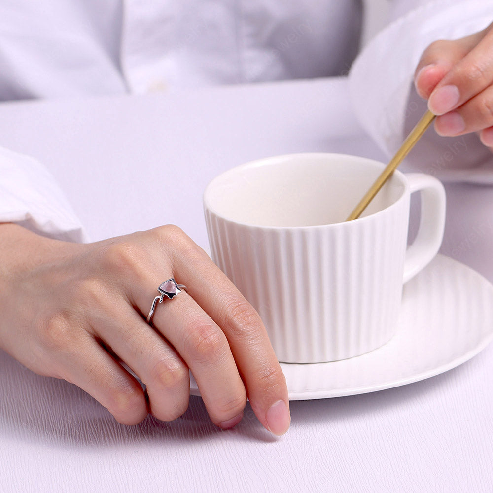 Rosenquarz Katze inspirierter Ring