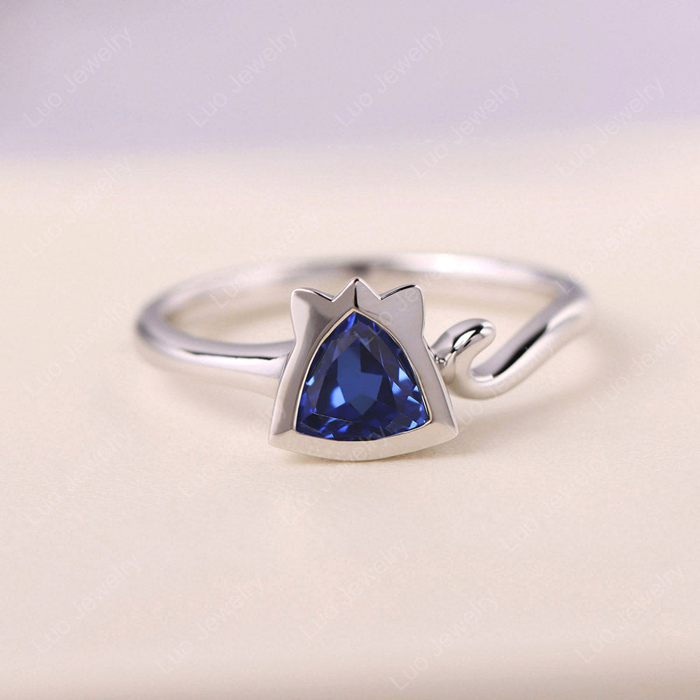 Sapphire Cat Inspired Ring