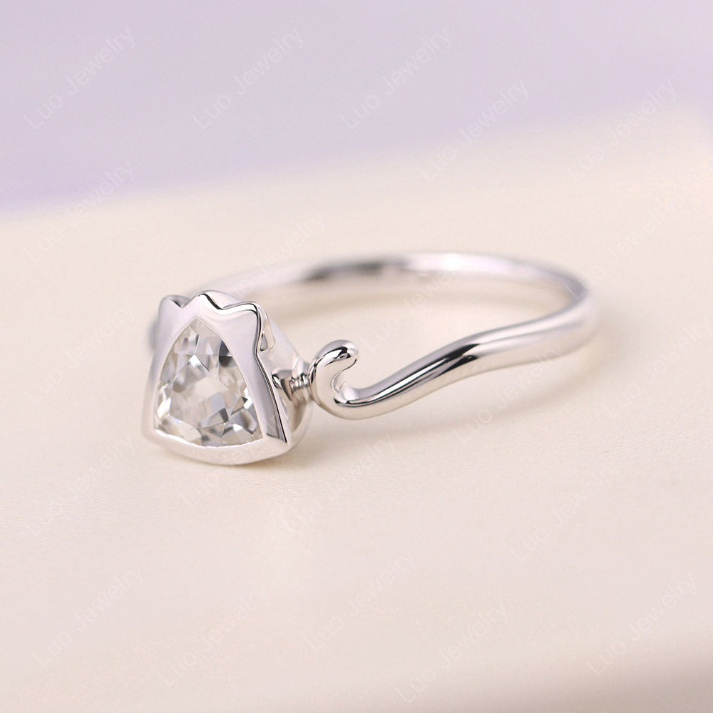 White Topaz Cat Inspired Ring