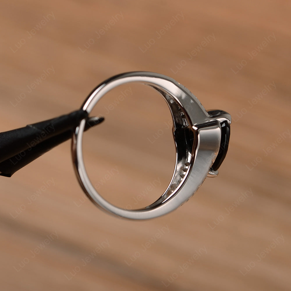 Trillion Cut Black Spinel Wedding Ring Silver - LUO Jewelry