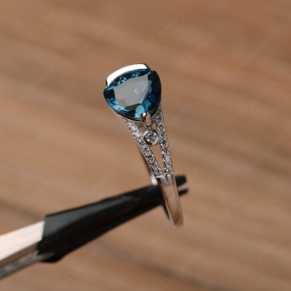 Trillion Cut London Blue Topaz Wedding Ring Silver - LUO Jewelry