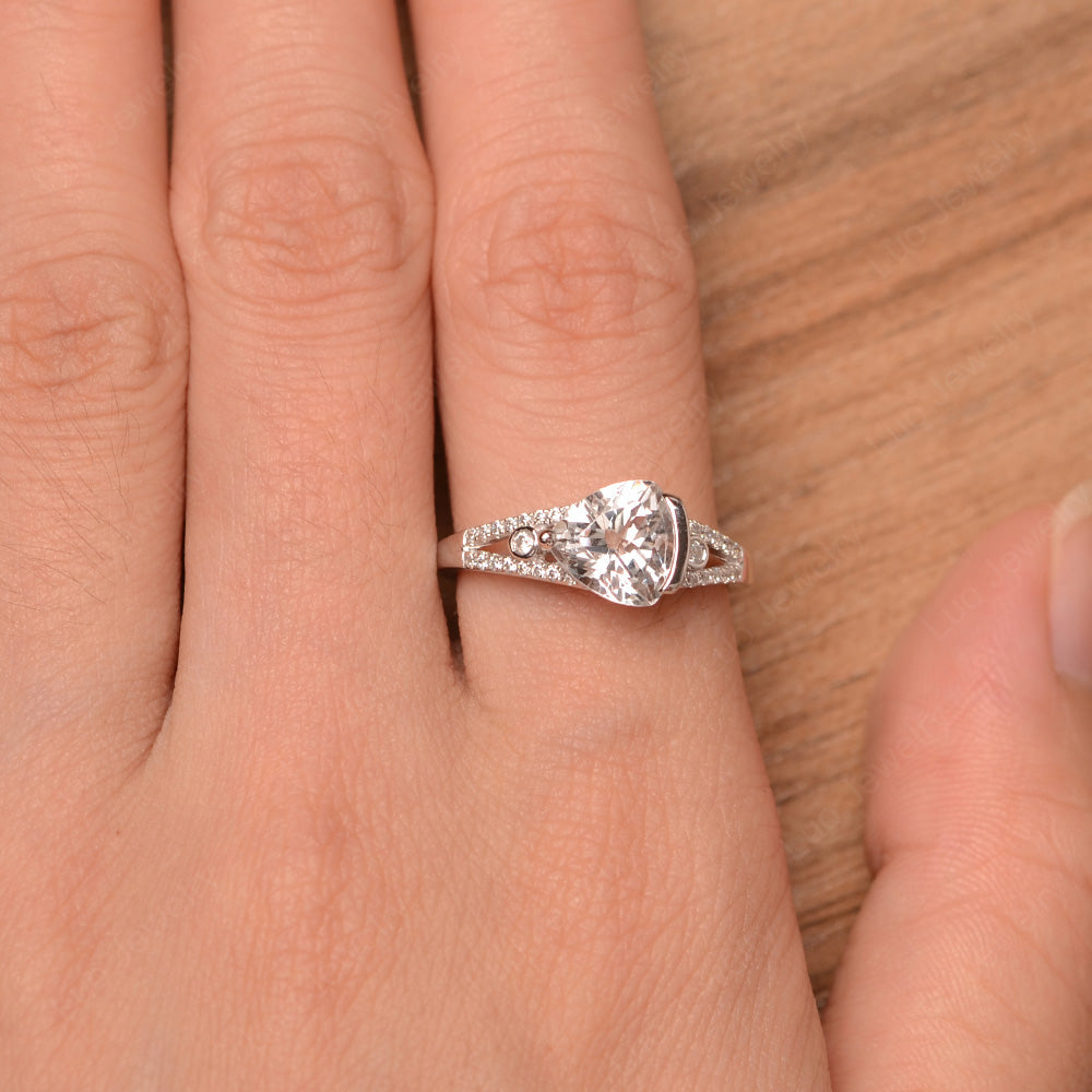 Trillion Cut White Topaz Wedding Ring Silver - LUO Jewelry
