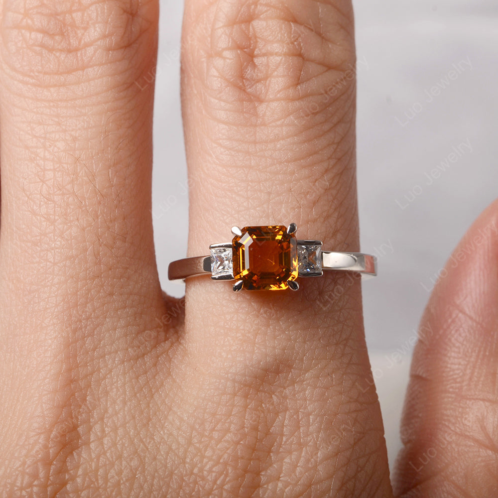 Citrine Engagement Ring Asscher Cut Ring - LUO Jewelry