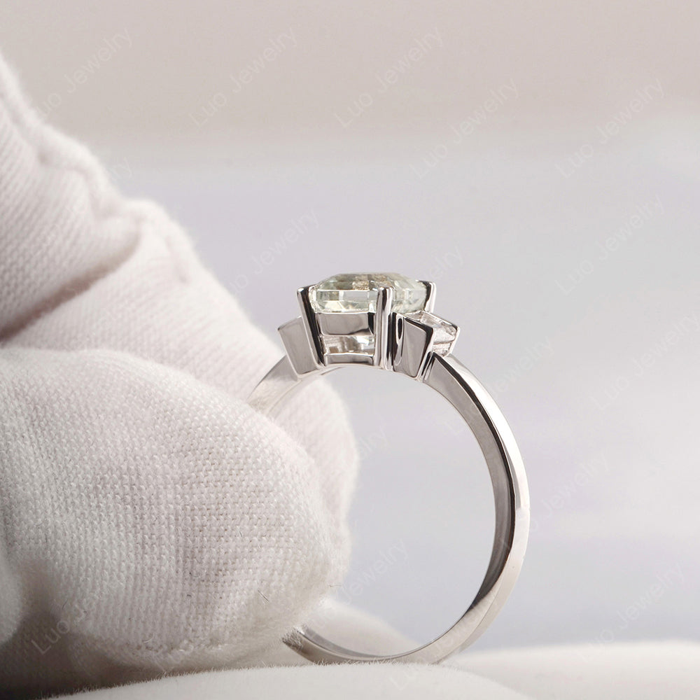Green Amethyst Engagement Ring Asscher Cut Ring - LUO Jewelry
