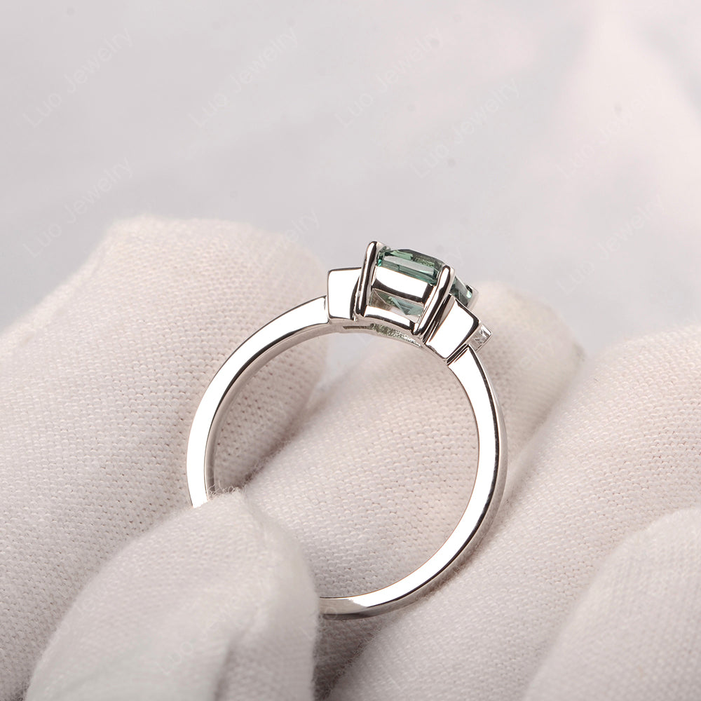 Green Sapphire Engagement Ring Asscher Cut Ring - LUO Jewelry