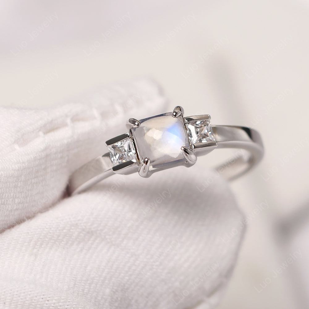 Moonstone Engagement Ring Asscher Cut Ring - LUO Jewelry