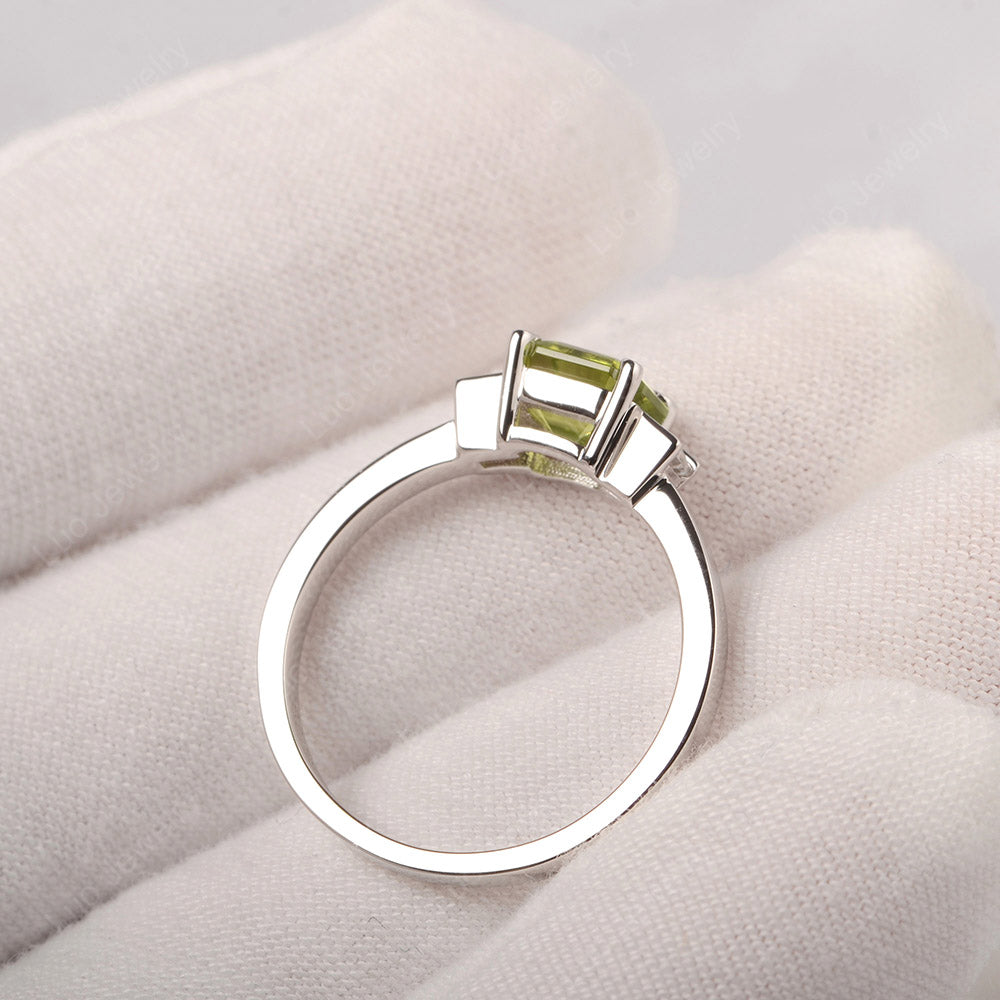 Peridot Engagement Ring Asscher Cut Ring - LUO Jewelry