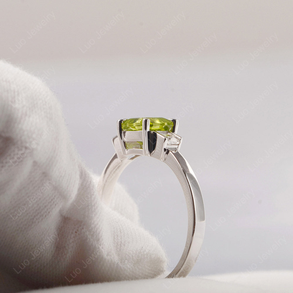 Peridot Engagement Ring Asscher Cut Ring - LUO Jewelry