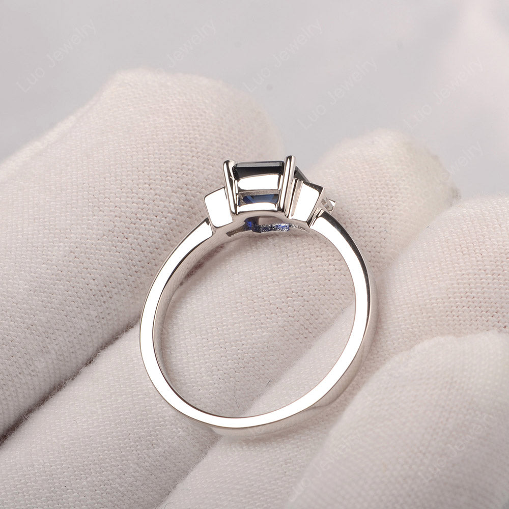 Lab Sapphire Engagement Ring Asscher Cut Ring - LUO Jewelry