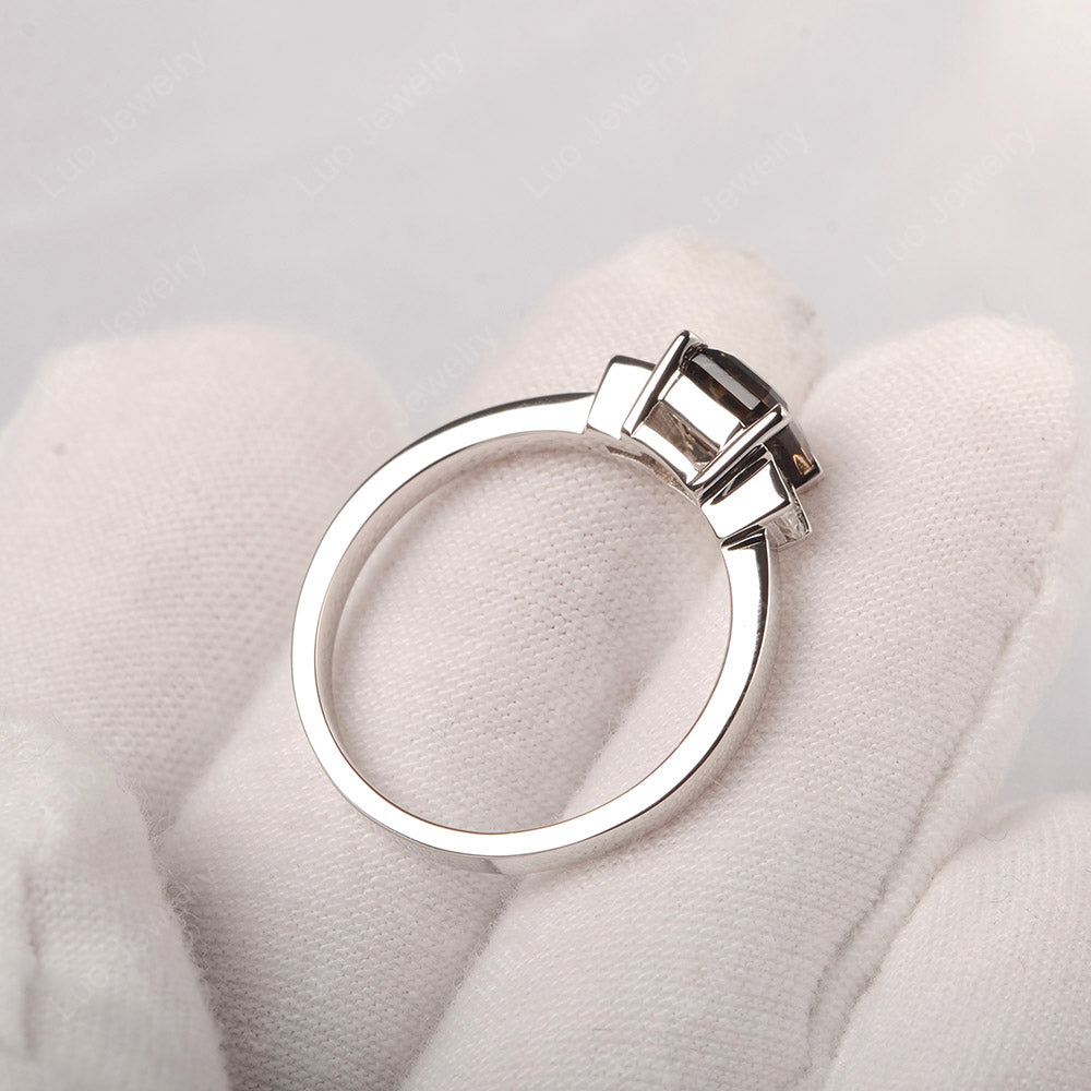 Smoky Quartz  Engagement Ring Asscher Cut Ring - LUO Jewelry