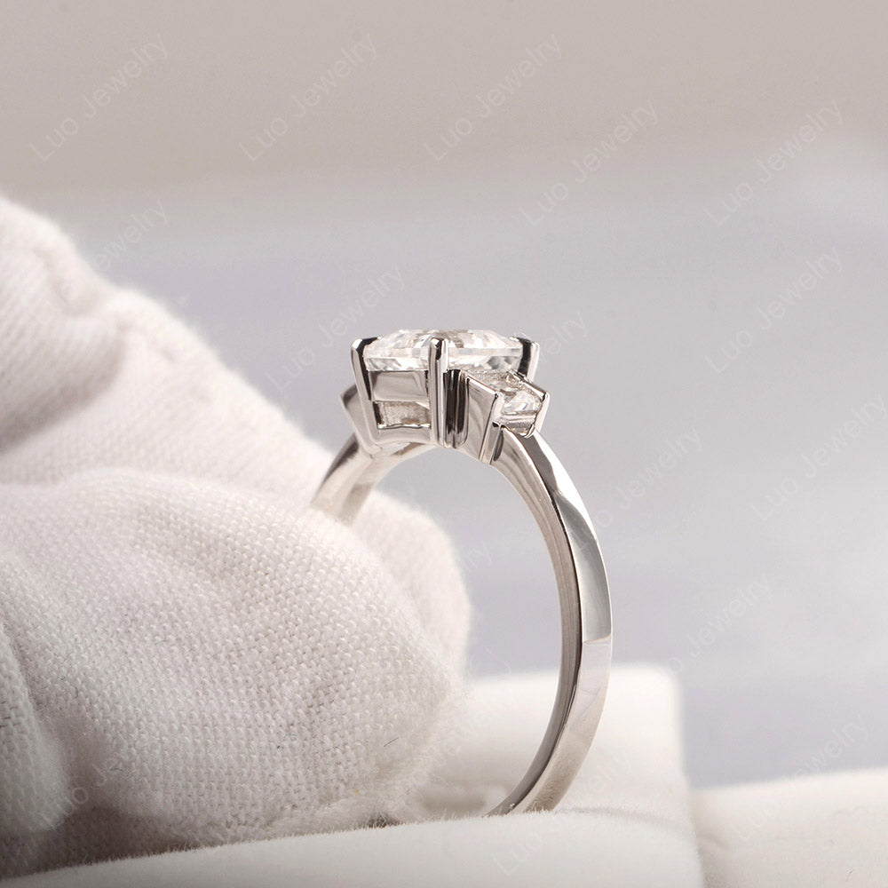 White Topaz Engagement Ring Asscher Cut Ring - LUO Jewelry