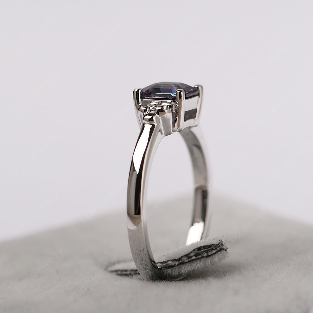 Asscher Cut Alexandrite Art Deco Solitaire Ring - LUO Jewelry
