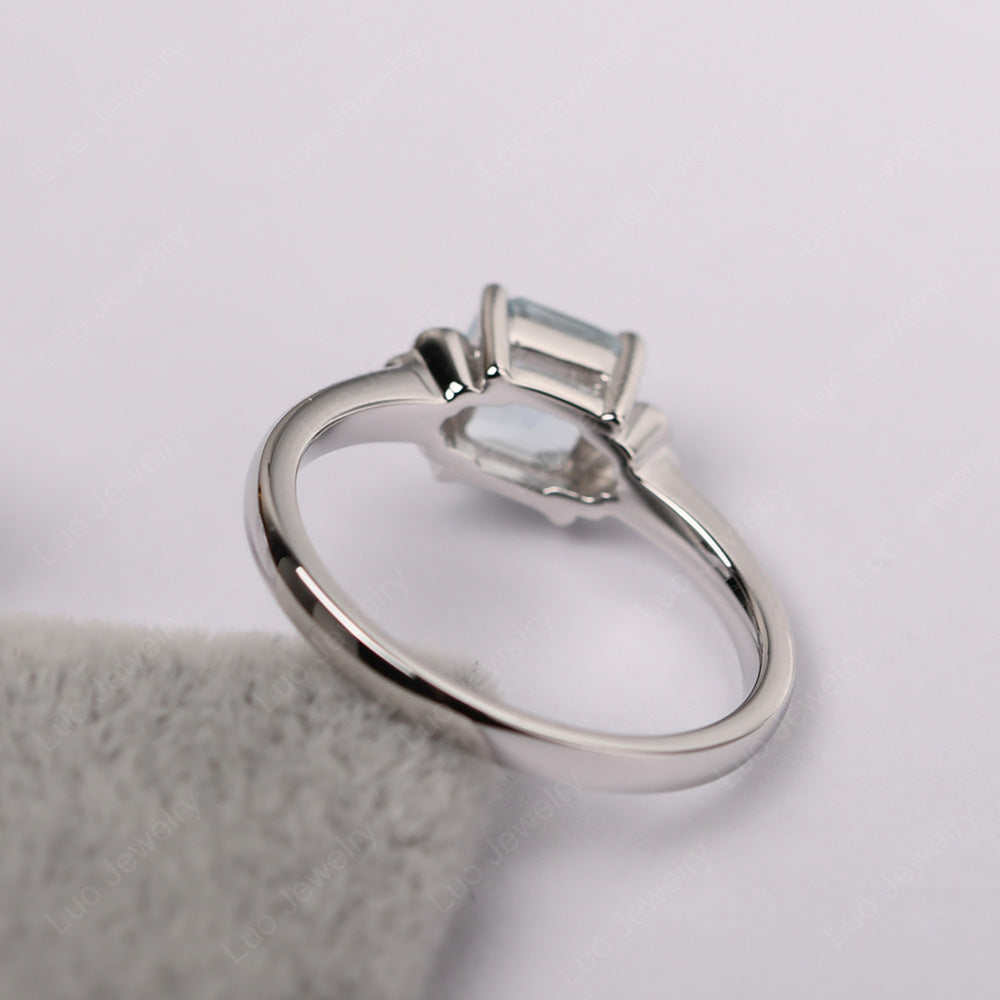Asscher Cut Aquamarine Art Deco Solitaire Ring - LUO Jewelry
