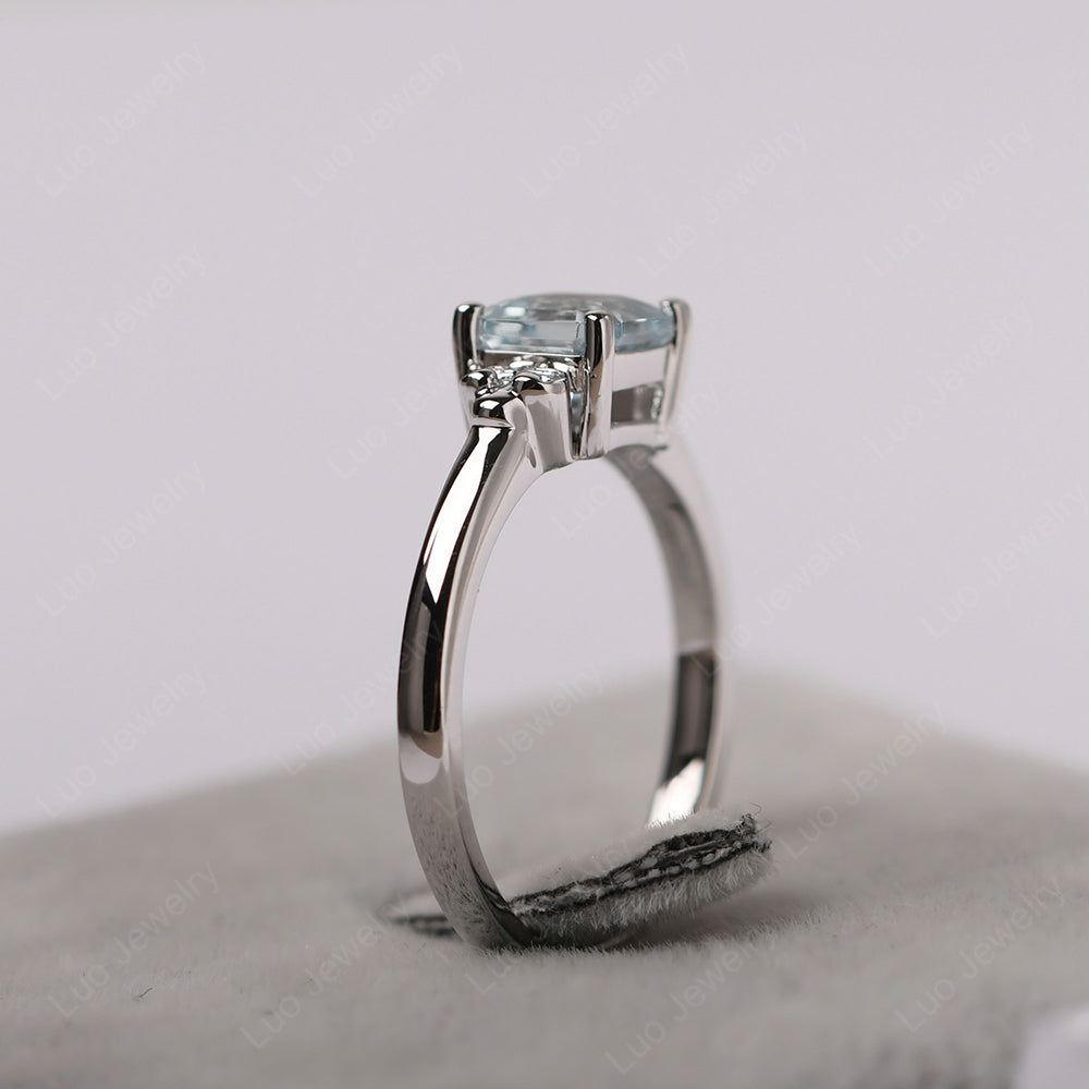 Asscher Cut Aquamarine Art Deco Solitaire Ring - LUO Jewelry