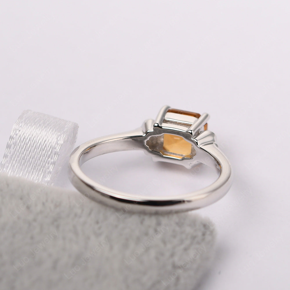 Asscher Cut Citrine Art Deco Solitaire Ring - LUO Jewelry