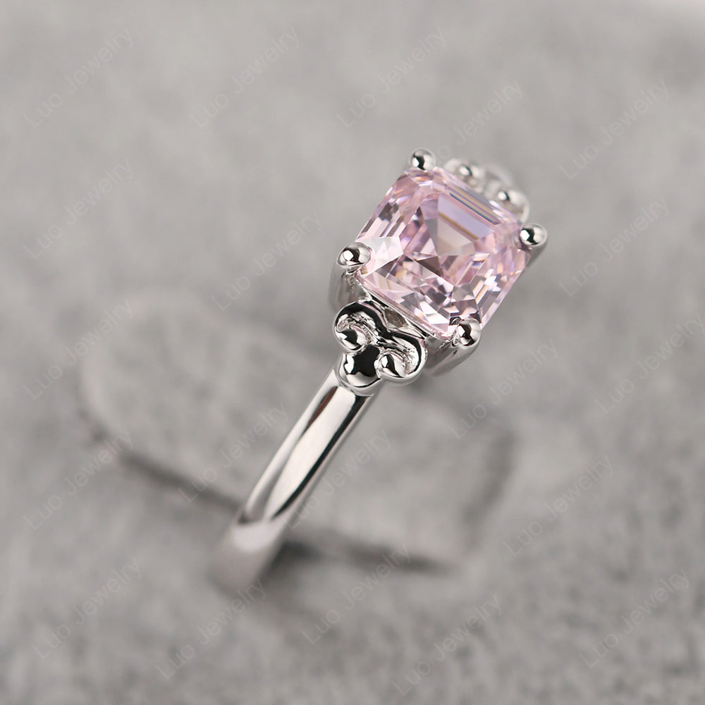 Asscher Cut Cubic Zirconia Art Deco Solitaire Ring - LUO Jewelry