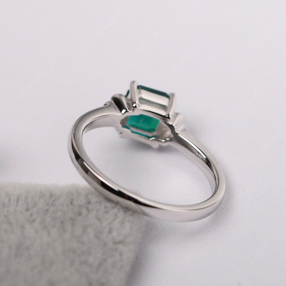 Asscher Cut Emerald Art Deco Solitaire Ring - LUO Jewelry