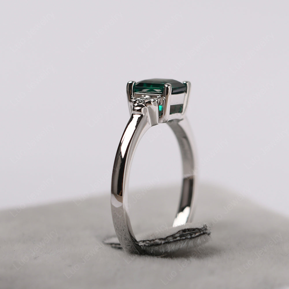 Asscher Cut Emerald Art Deco Solitaire Ring - LUO Jewelry