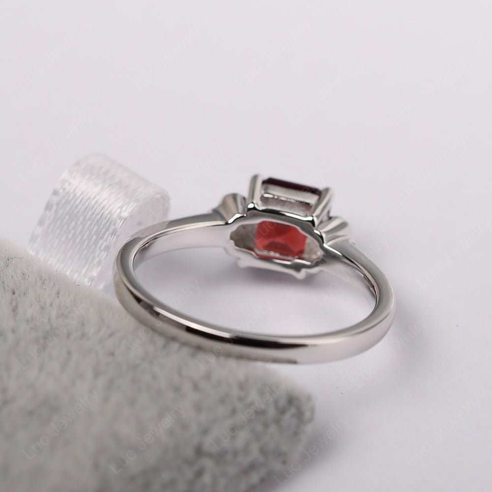 Asscher Cut Garnet Art Deco Solitaire Ring - LUO Jewelry