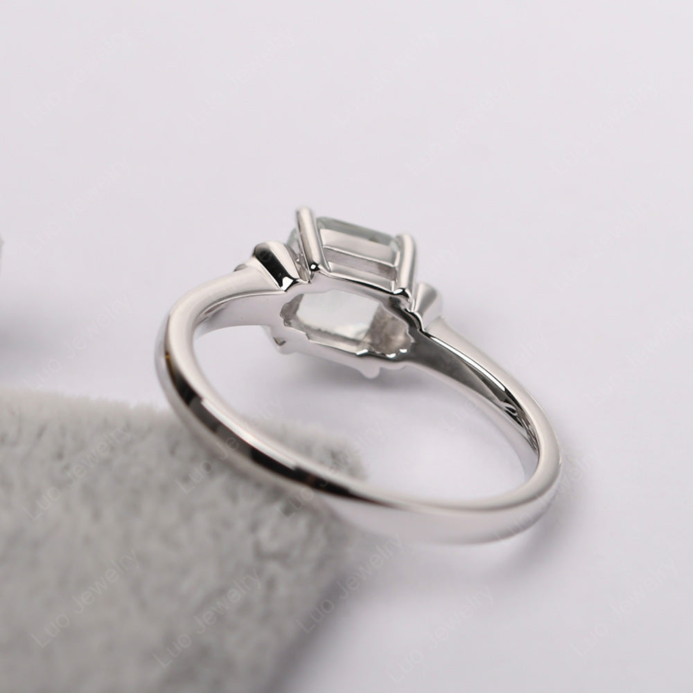 Asscher Cut Green Amethyst Art Deco Solitaire Ring - LUO Jewelry