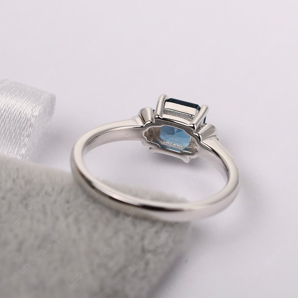 Asscher Cut London Blue Topaz Art Deco Solitaire Ring - LUO Jewelry