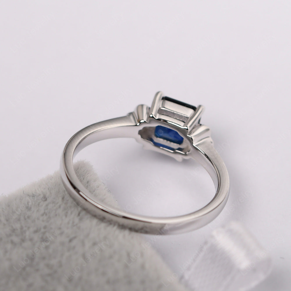 Asscher Cut Lab Sapphire Art Deco Solitaire Ring - LUO Jewelry