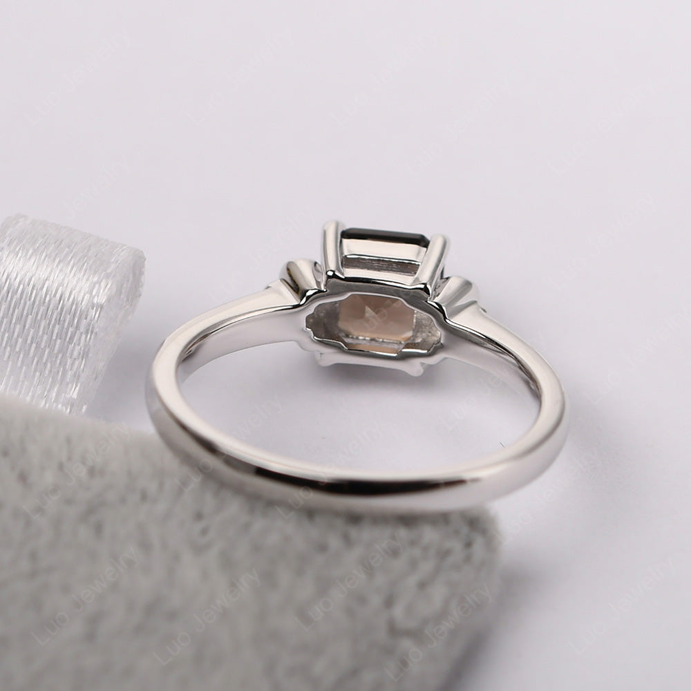 Asscher Cut Smoky Quartz Art Deco Solitaire Ring - LUO Jewelry