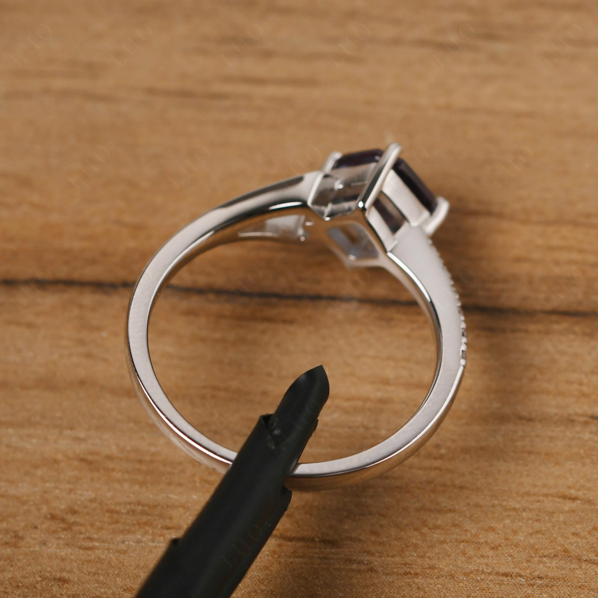 Alexandrite Ring Asscher Engagement Ring - LUO Jewelry