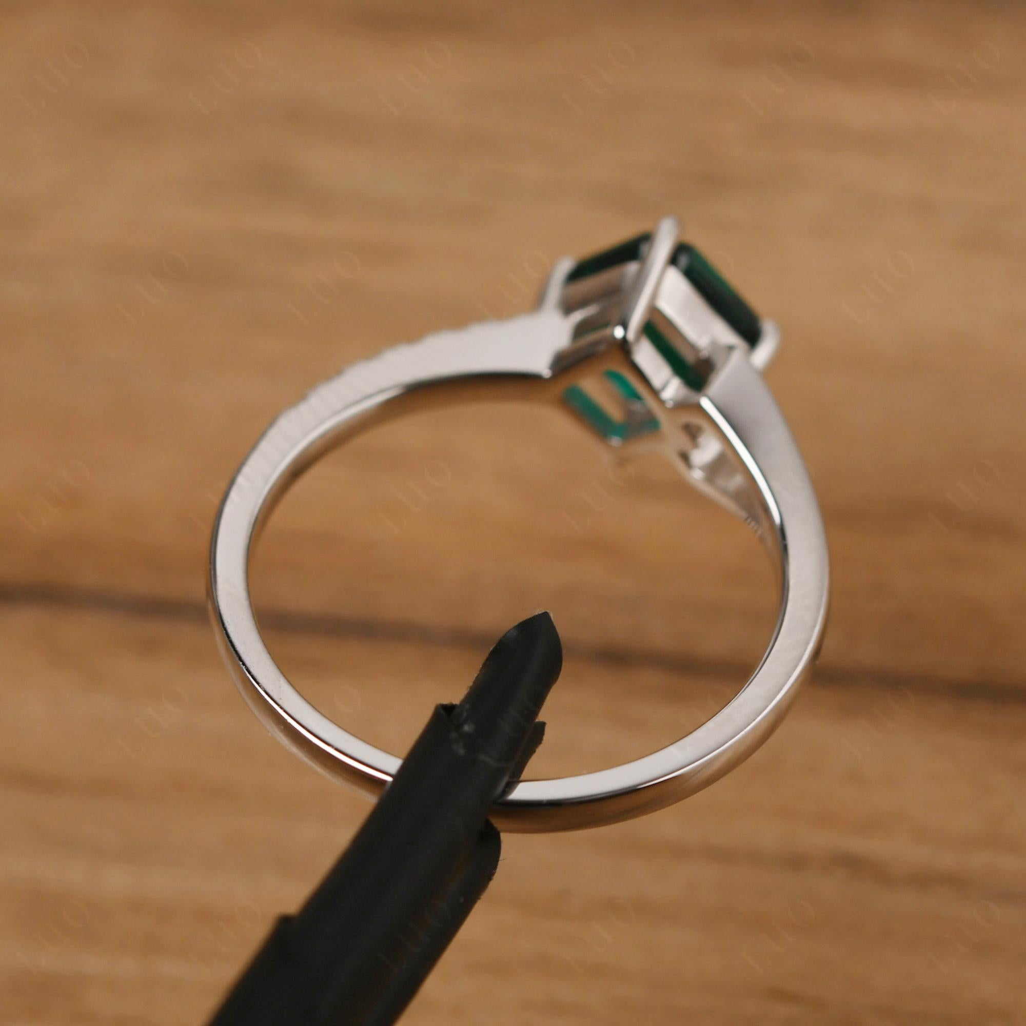 Emerald Ring Asscher Engagement Ring - LUO Jewelry