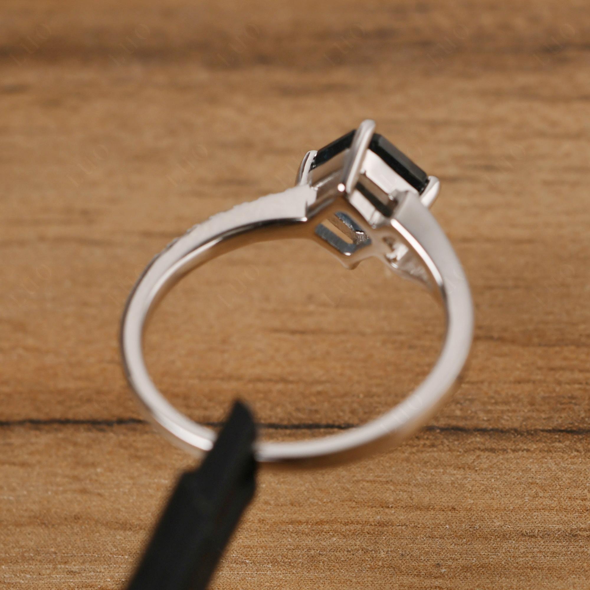 London Blue Topaz Ring Asscher Engagement Ring - LUO Jewelry