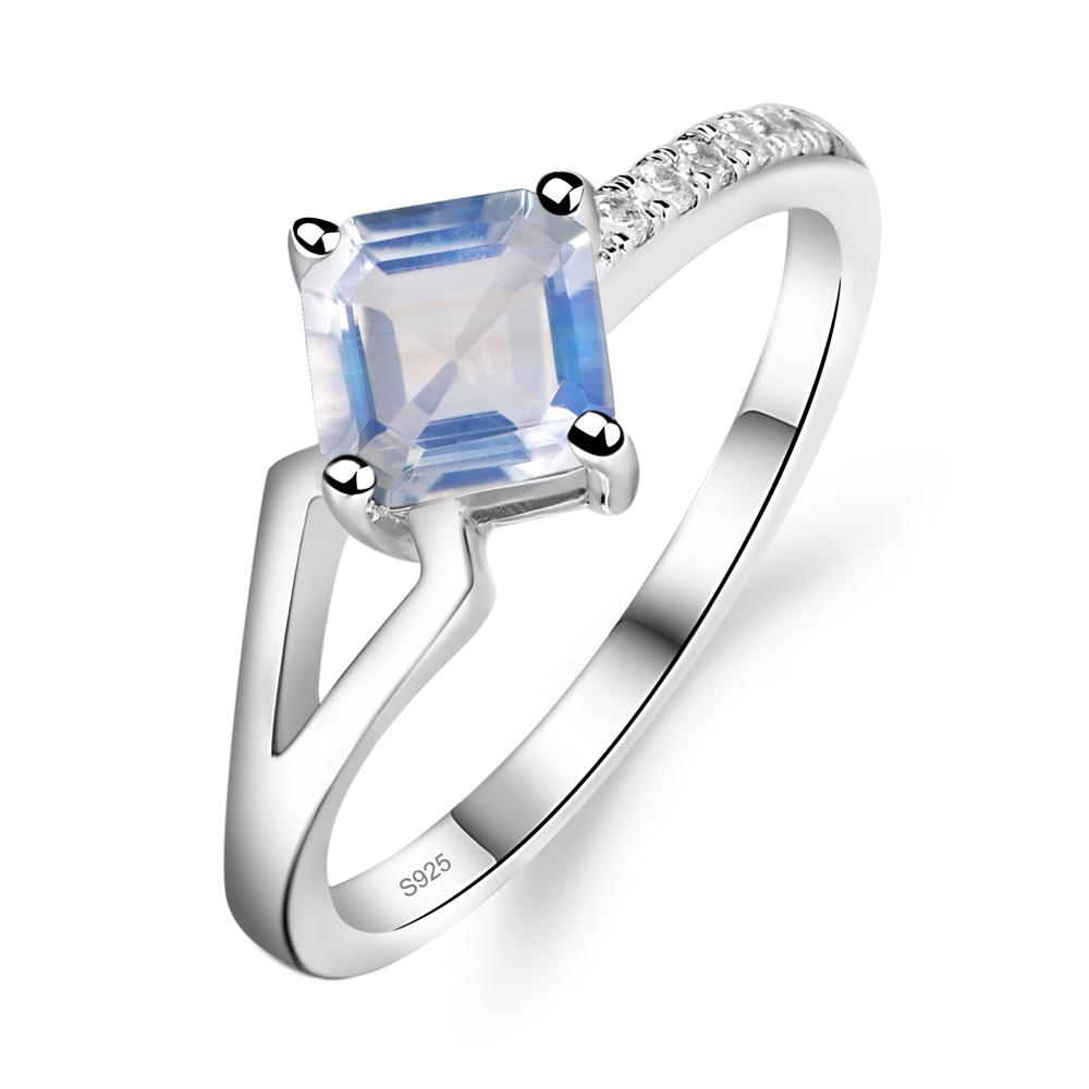 Moonstone Ring Asscher Engagement Ring - LUO Jewelry #metal_sterling silver