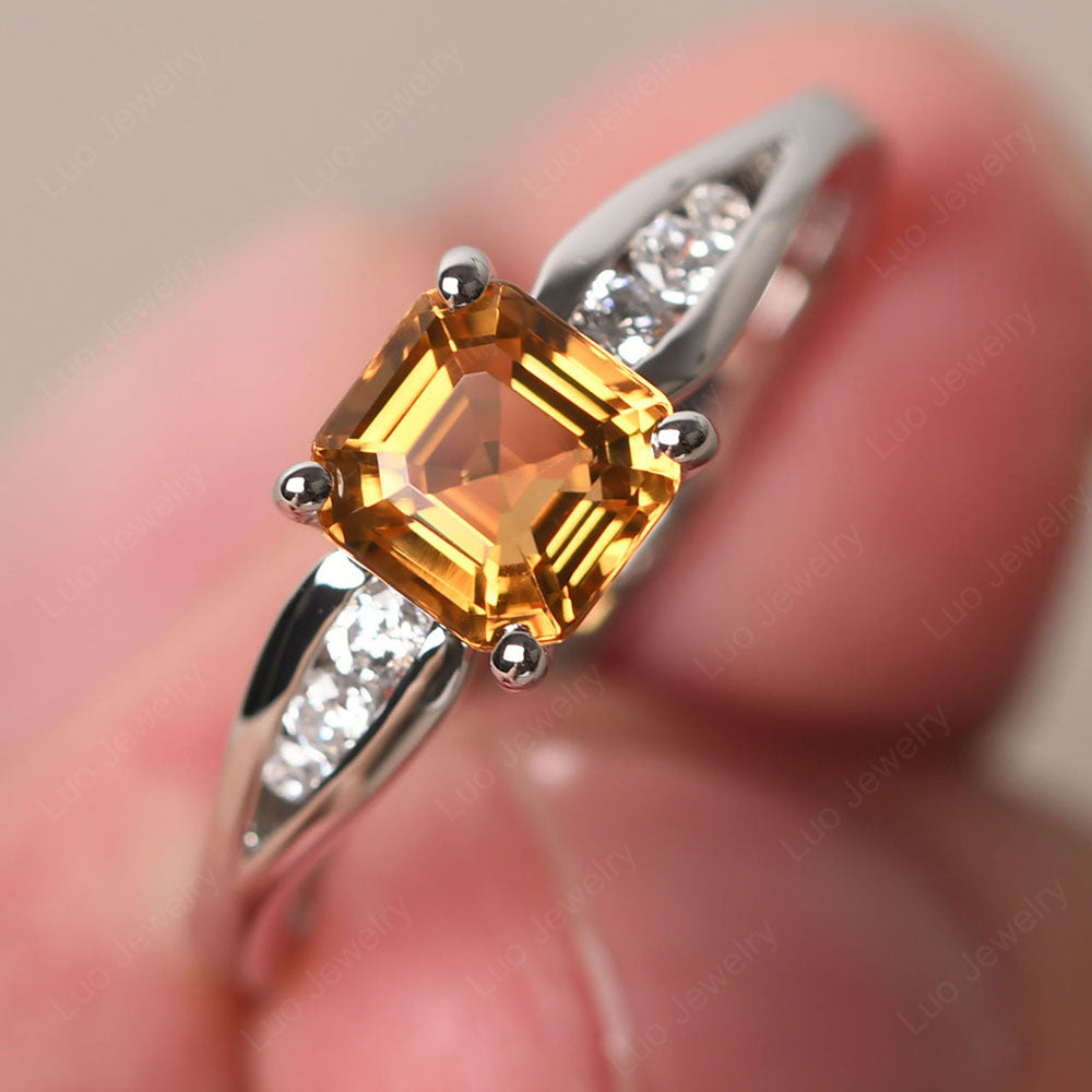 Citrine Gold Asscher Cut Engagement Ring - LUO Jewelry
