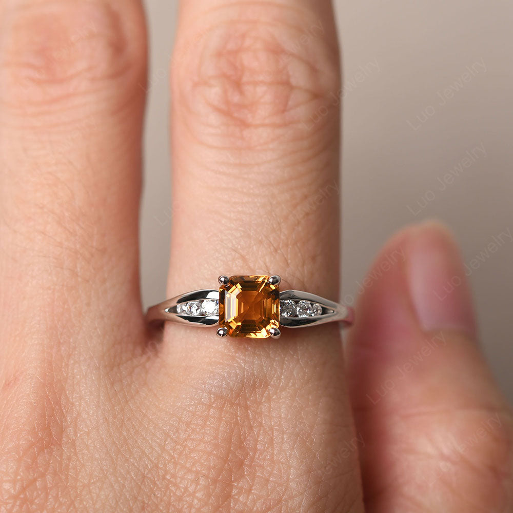 Citrine Gold Asscher Cut Engagement Ring - LUO Jewelry