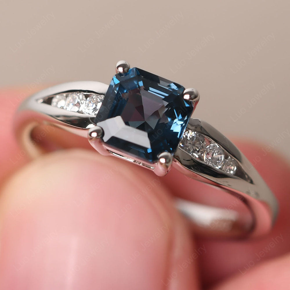 London Blue Topaz Gold Asscher Cut Engagement Ring - LUO Jewelry