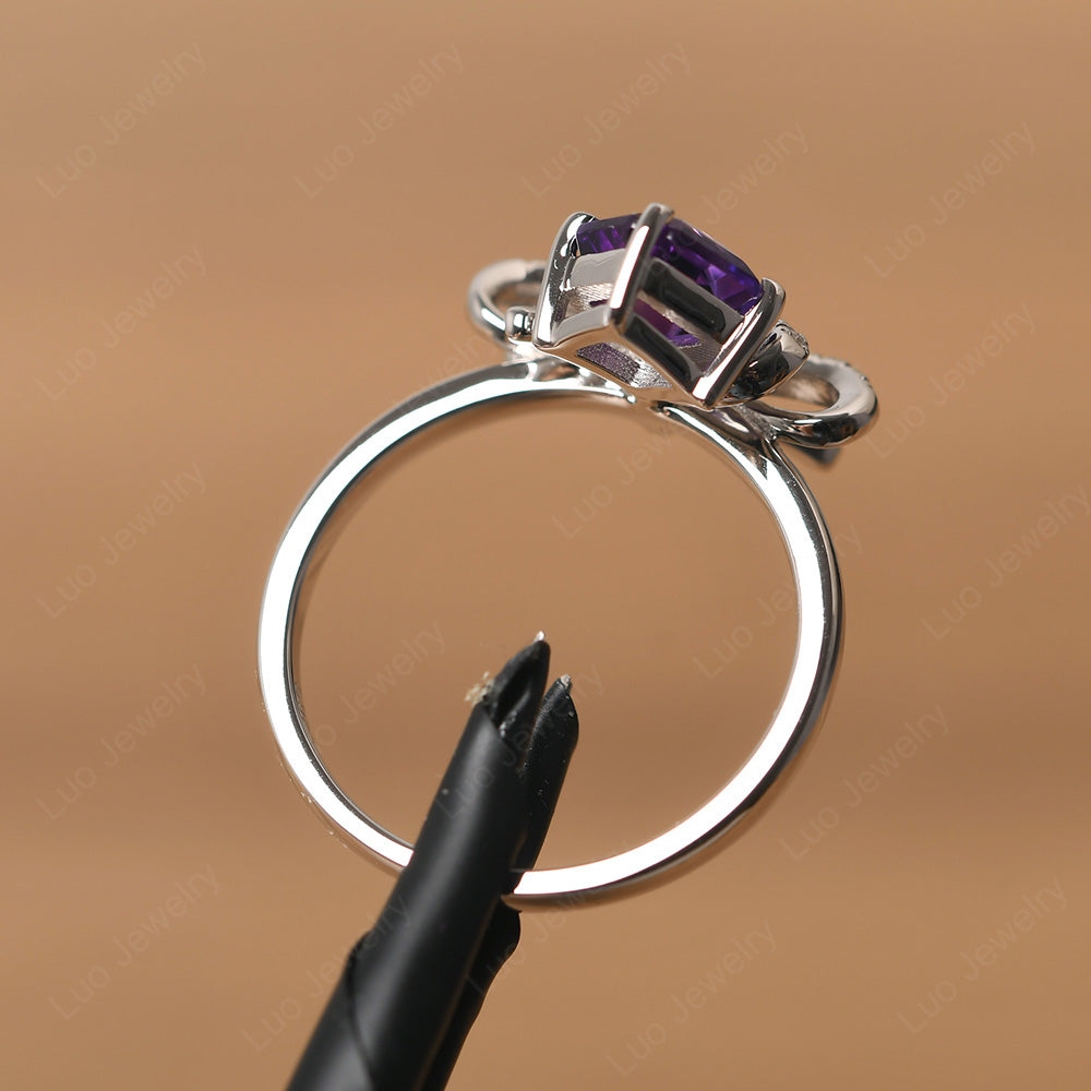 Asscher Cut Amethyst Bowknot Ring - LUO Jewelry