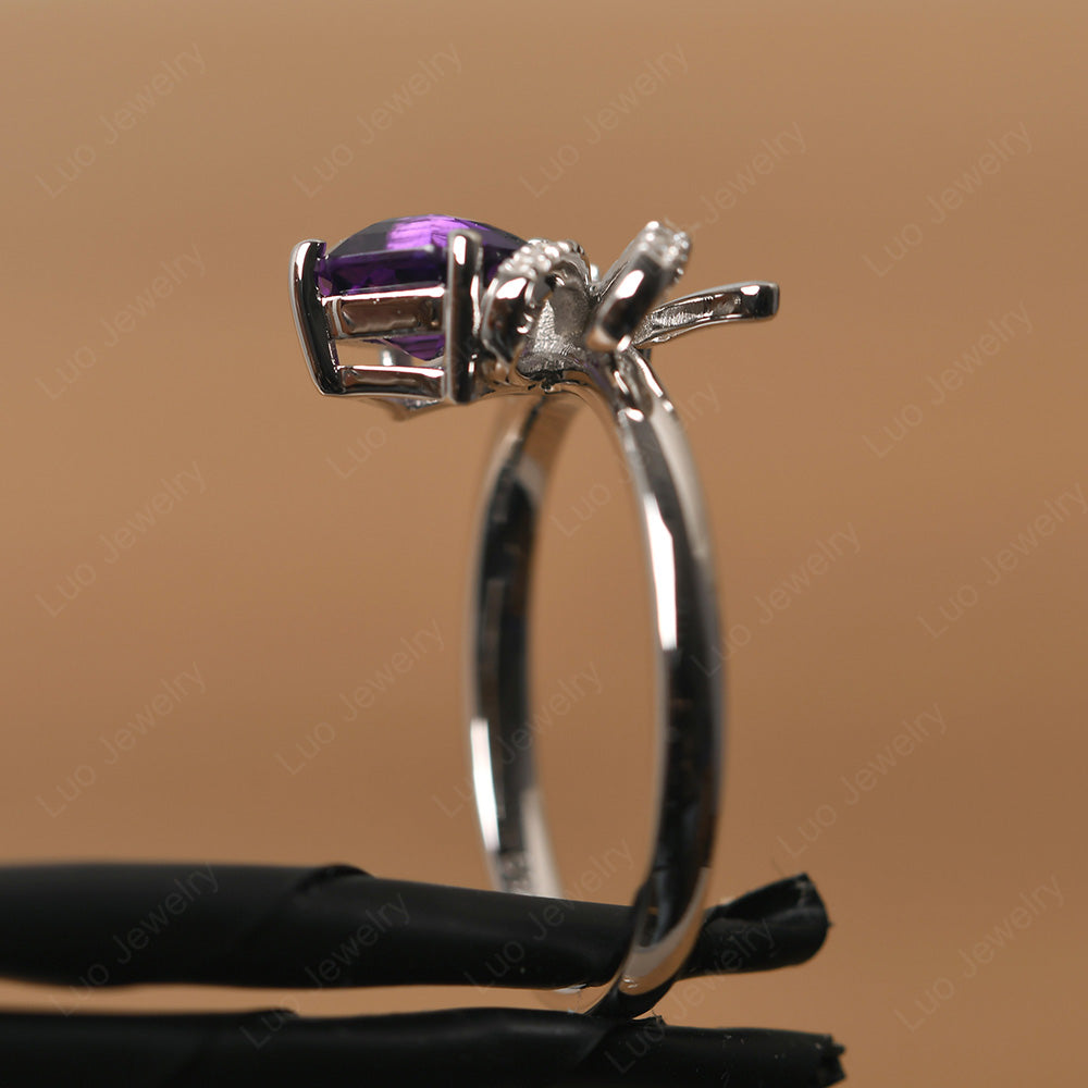 Asscher Cut Amethyst Bowknot Ring - LUO Jewelry