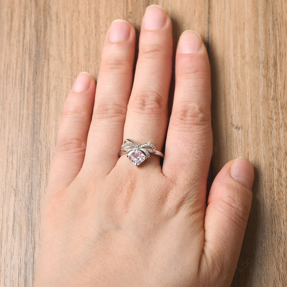 Asscher Cut Cubic Zirconia Bowknot Ring - LUO Jewelry
