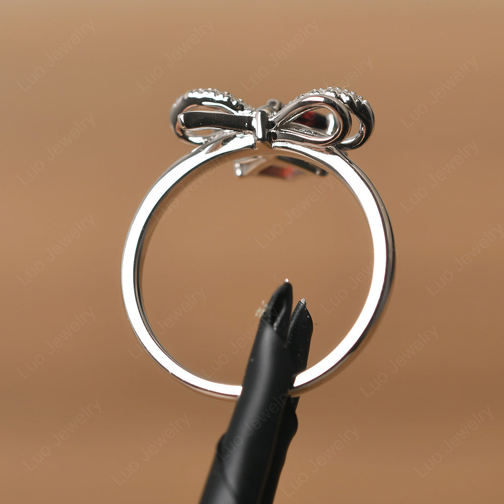 Asscher Cut Garnet Bowknot Ring - LUO Jewelry