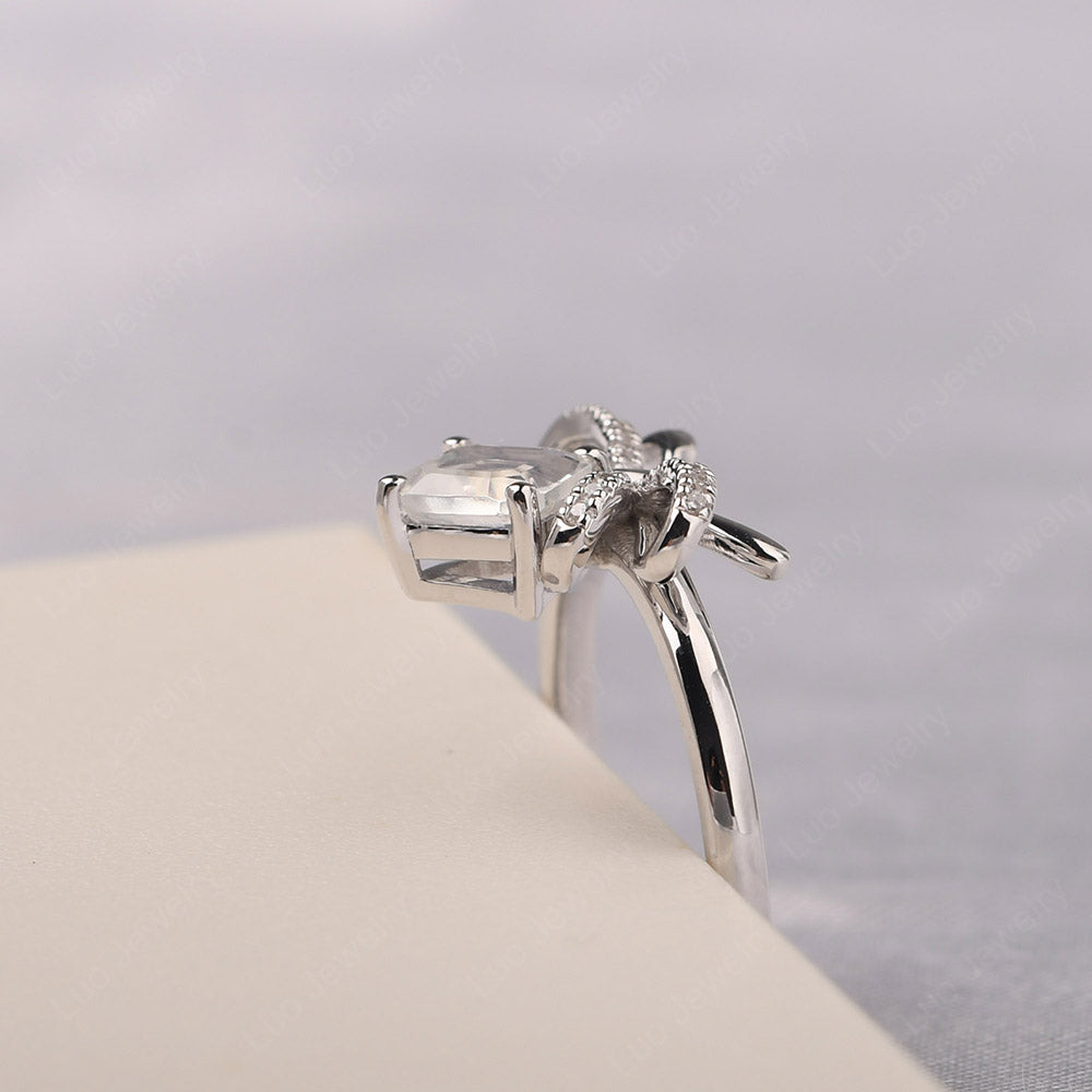 Asscher Cut Moonstone Bowknot Ring - LUO Jewelry