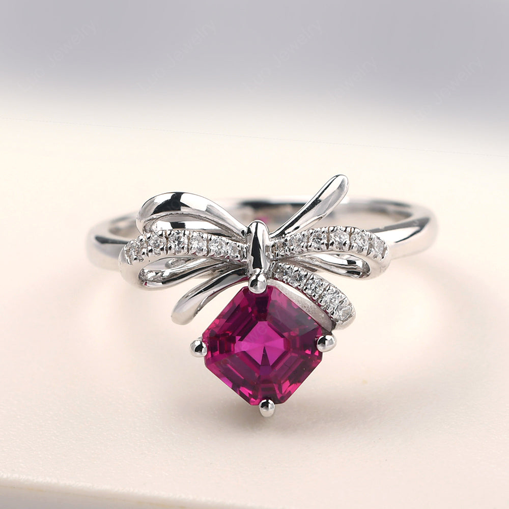 Asscher Cut Ruby Bowknot Ring - LUO Jewelry