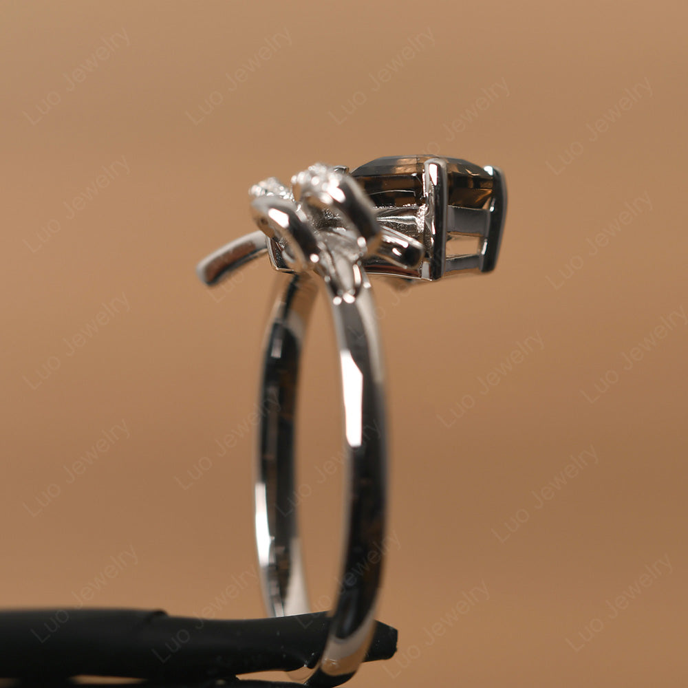 Asscher Cut Smoky Quartz  Bowknot Ring - LUO Jewelry