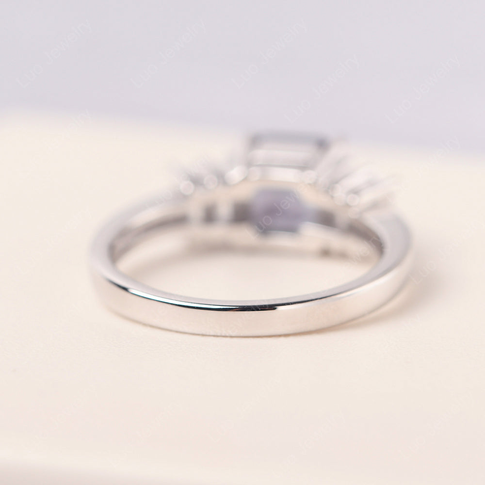 Asscher Cut Alexandrite Engagement Ring With Baguette - LUO Jewelry