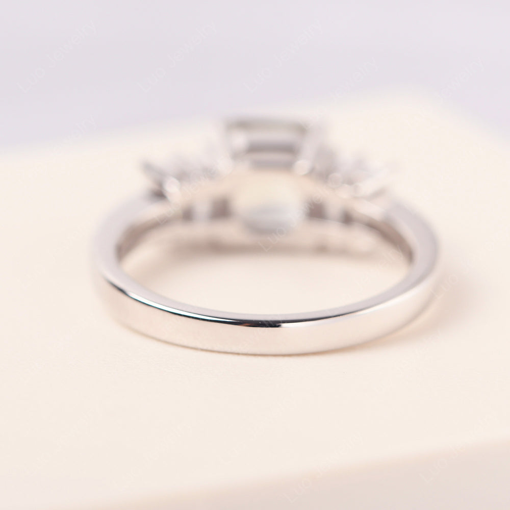 Asscher Cut Green Amethyst Engagement Ring With Baguette - LUO Jewelry