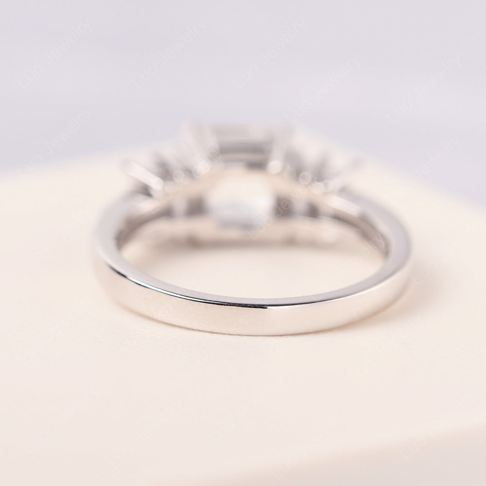 Asscher Cut White Topaz Engagement Ring With Baguette - LUO Jewelry