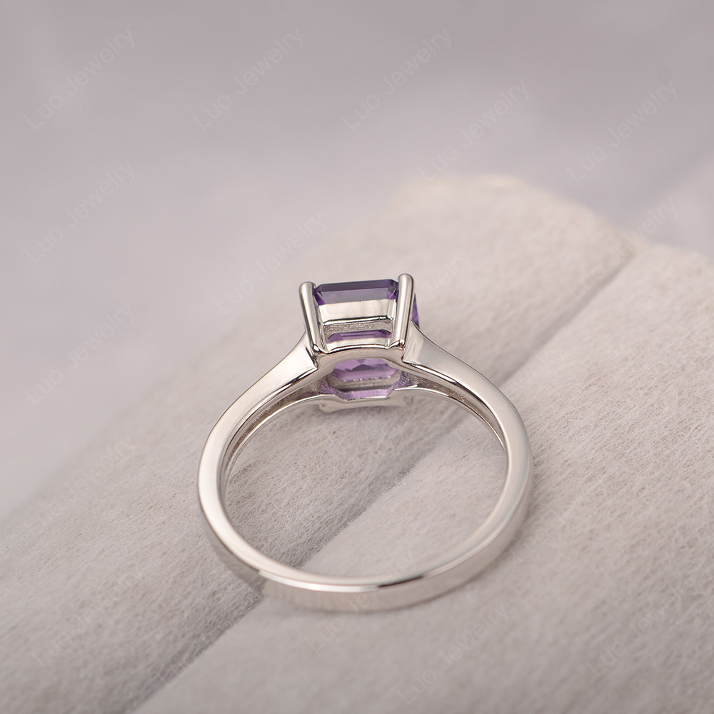 Amethyst Ring Asscher Cut Engagement Ring - LUO Jewelry