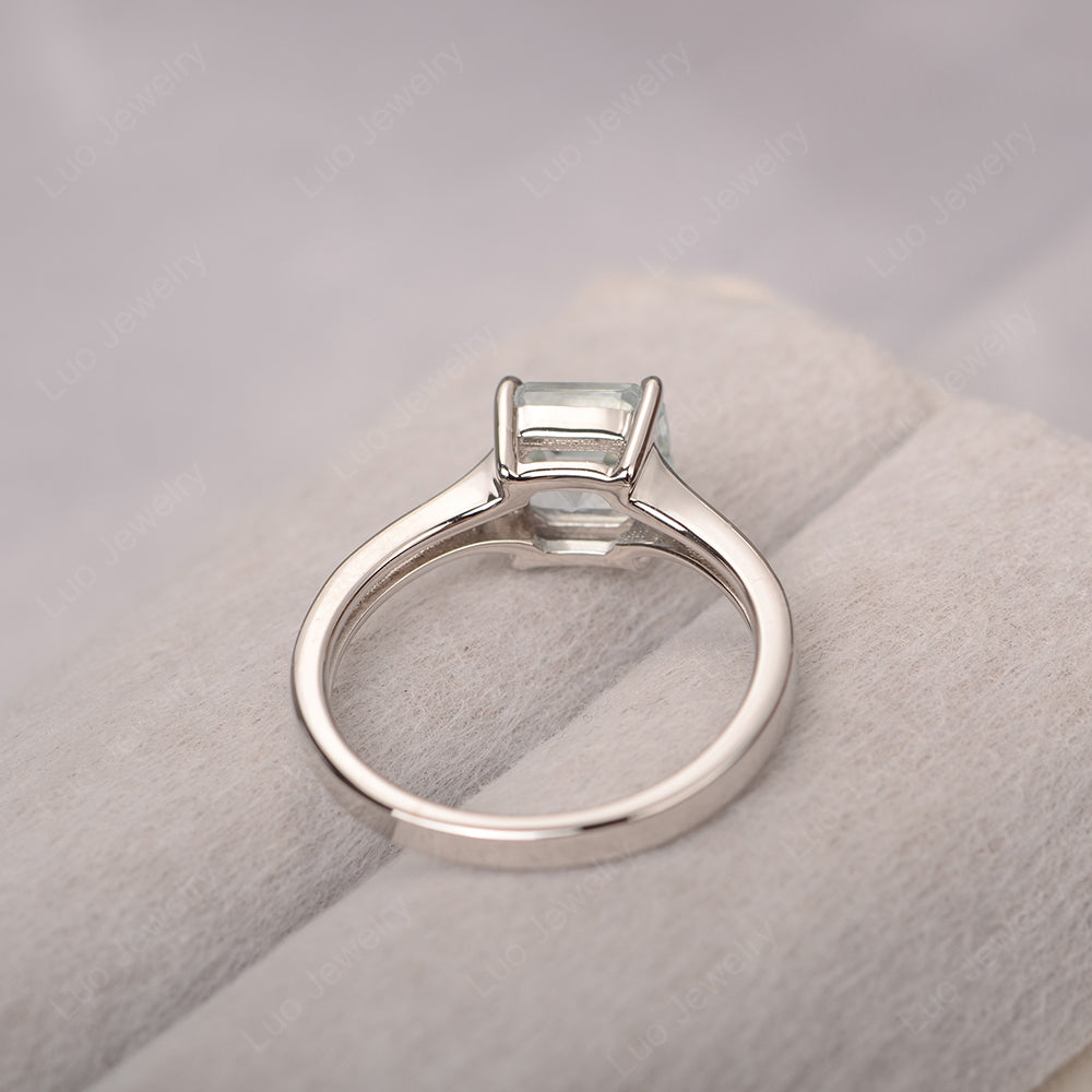 Aquamarine Ring Asscher Cut Engagement Ring - LUO Jewelry