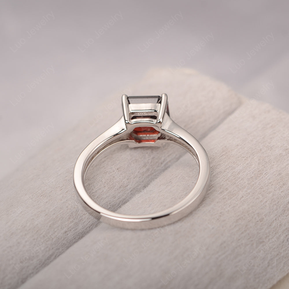 Garnet Ring Asscher Cut Engagement Ring - LUO Jewelry